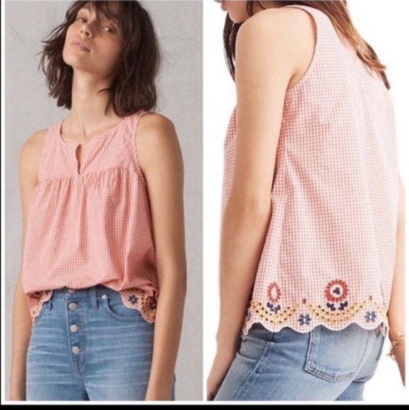 Madewell Floral Embroidered Gingham Top - Picture 2 of 9
